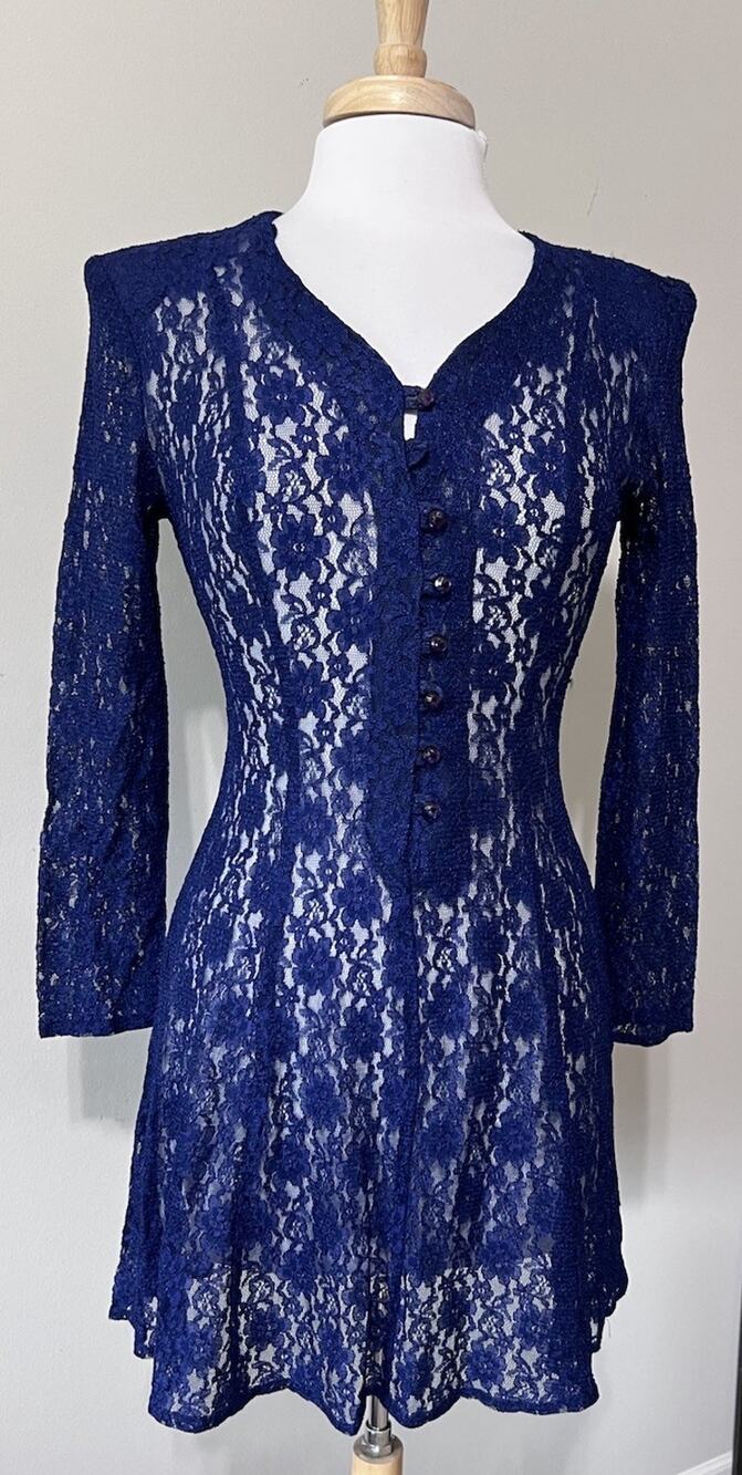 All That Jazz 80s Dress Lace Corset Back Purple Fairycore Whimsigoth sz 5/6 FLAW